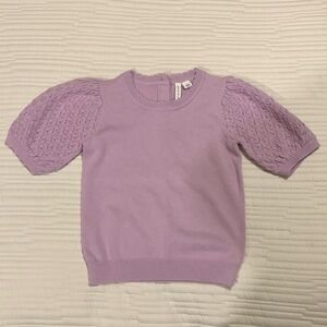 Janie and Jack Girl Textured Puff Sleeve Sweater Top Pretty Lilac Size 5